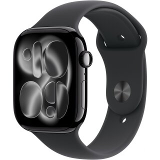 Apple Watch S11 Aluminium 46mm Diamantschwarz (Sportarmband schwarz) M/L