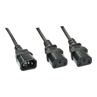 LINDY IEC-Netzkabel C14 an 2x IEC C13 1m