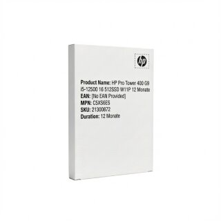 HP Pro Tower 400 G9 i5-12500 16 512SSD W11P 12 Monate