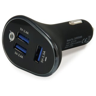 CONCEPTRONIC KFZ-Ladegerät 3-Port 3xUSB-A 31.5W sw