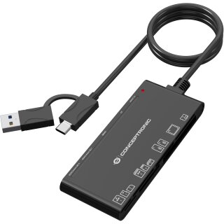 CONCEPTRONIC Kartenleser USB-A/-C3.2->7-in-1 schwarz