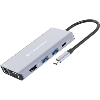 CONCEPTRONIC 10-1 Dock USB-C->HDMI/USB-A/VGA/AUX/+ 25cm gr