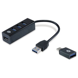 CONCEPTRONIC 4-Port Hub USB-A3.0/-C Adap.->4xA3.0 o.Netz. sw