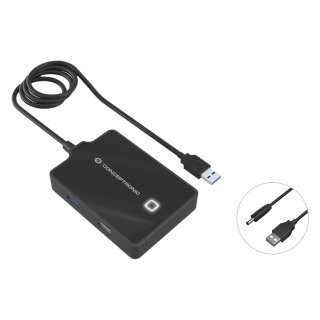 CONCEPTRONIC 4-Port Hub USB-A3.0->3xA2.0/A3.0/DC o.Netz. sw