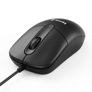 Wortmann TERRA Mouse 1500 Corded USB black 3 Tasten, symmetrisch, mit Kabel, 1,80 m