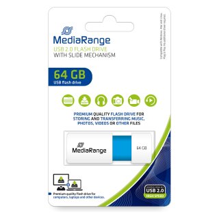 STICK MediaRange USB-Stick 64GB USB 2.0 Color Edt. hellblau