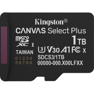 CARD Kingston 1TB micsdxc Canvas Select Plus Gen3 150R A1 Single Pack w/o ADP