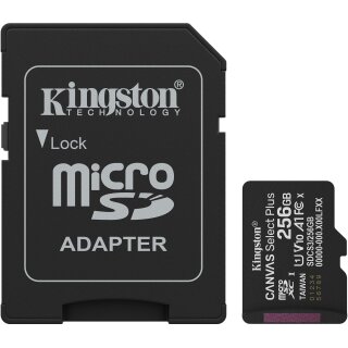 CARD Kingston 256GB microsdxc Canvas Select Plus Gen3 150MB/s A1 Card + Adapter