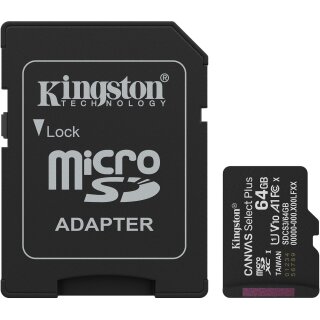 CARD Kingston 64GB microsdxc Canvas Select Plus Gen3 100MB/s A1 Card + Adapter