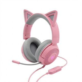 Razer Kraken Kitty V3 X Quartz (rosa/grau, 3,5-mm-Klinkenstecker)