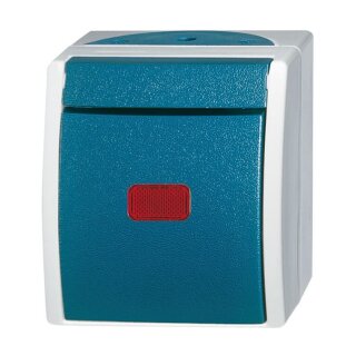 BUSCH JAEGER Ocean - Wippkontrollschalter Wassergeschützt rote Kalotte - AP *Glimmlampe* *grau/blaugrün*
