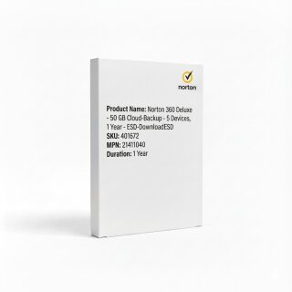 Norton 360 Deluxe - 50 GB Cloud-Backup - 5 Devices, 1 Year - ESD-Download