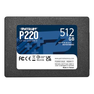 2,5" Patriot P220 512 GB (schwarz, SATA III 6 Gb/s, 2,5")