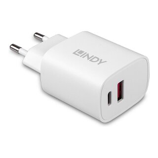 LINDY USB Typ A & C Charger 20W, weiß