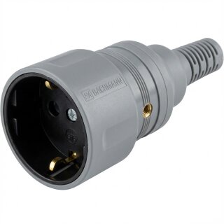 BACHMANN Schutzkontaktkupplung grau montierbar mit KnickschutztUlle