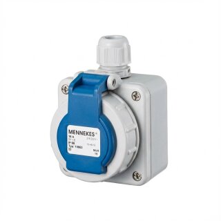 Mennekes 10863 AP Steckdose IP68 blau 16A mit Bajonettdeckel