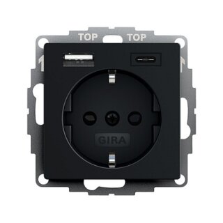 GIRA 2459005 SCHUKO SH USB-Spannungsvers. 2f Typ A/C System 55 Schwarz m