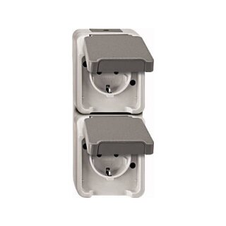 MERTEN MEG2329-8029 SCHUKO-Doppel-Steckdose. lichtgrau senkrecht
