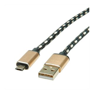 ROLINE GOLD USB 2.0 Kabel Typ A ST - Micro B ST reversibel 1,8m