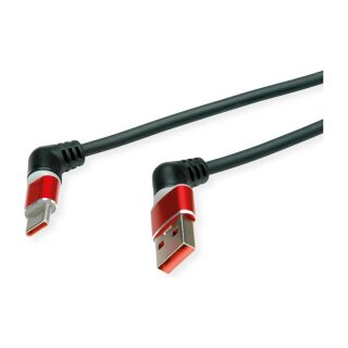 ROLINE USB 2.0 Kabel Typ-C - Typ-A ST/ST 360 Rotation schwarz / rot 2m