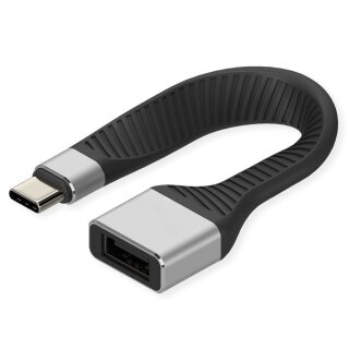ROLINE USB 3.2 Gen 2 Silikonkabel C-A ST/BU 10Gbit/s Emark schwarz 11cm
