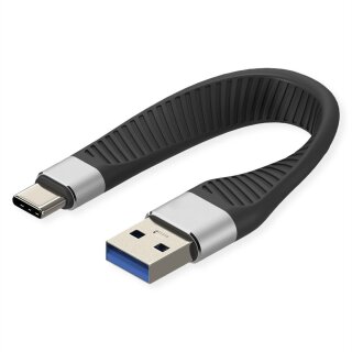 ROLINE USB 3.2 Gen 2 Silikonkabel C-A ST/ST 10Gbit/s Emark schwarz 11cm