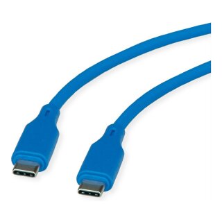 ROLINE USB 2.0 Kabel, Typ C-C, ST/ST, Silikon, 60W, blau, 1 m