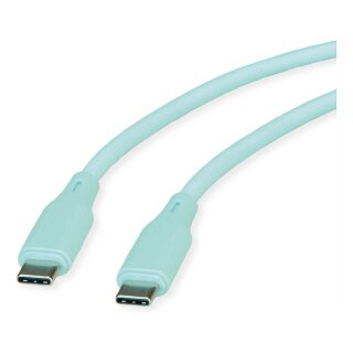 ROLINE USB 2.0 Kabel, Typ C-C, ST/ST, Silikon, 60W, grn, 1 m