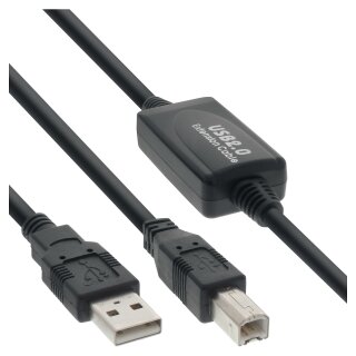 INLINE USB 2.0 Aktivkabel mit Signalverstaerkung St A an St B 10m