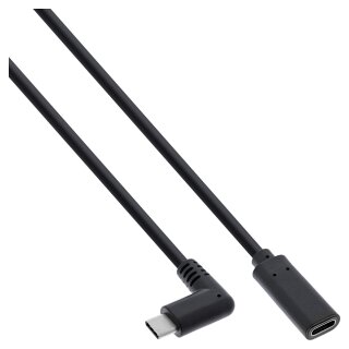 USB 3.2 Kabel - USB Typ-C Stecker gewinkelt auf Buchse - schwarz - 1m (35781)