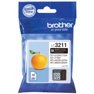 Brother Tinte LC-3211BK Schwarz bis zu 200 Seiten nach ISO/IEC 24711