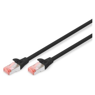DIGITUS Patchkabel Cat6 S/FTP 2xRJ45 10.0m schw Hebelschutz Polybeutel