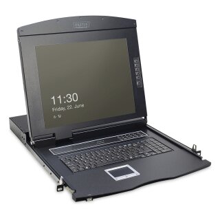 Digitus 17" LCD KVM Konsole, 8-Port VGA, deutsche Tastatur