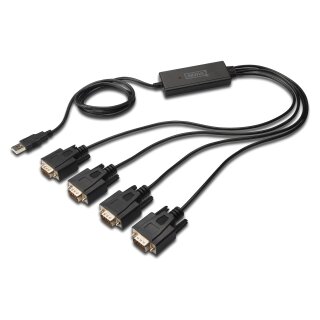 DIGITUS USB 2.0 Anschlusskabel 2.0 -4x RS232 Kabel 1.5m, sw