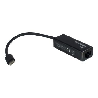 Adapter USB-C > Gigabit Lan RJ45 1000 MBit/s Inter-Tech Black