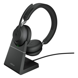 Jabra Evolve2 65 Stereo MS + Ladestation + Link 380 USB-A, schwarz