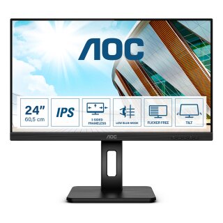 61cm/24" (1920x1080) AOC 24P2Q 16:9 4ms HDMI DVI VGA DisplayPort VESA Pivot Speaker Full HD Black