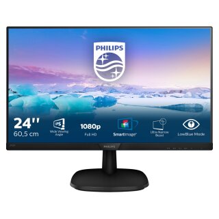 61cm/24 (1920x1080) Philips V-Line 243V7QJABF 16:9 4ms VGA HDMI DisplayPort VESA Speaker Full HD Black