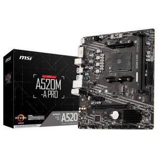 AM4 MSI A520M-A PRO mATX (M.2 Port, PCIe 3.0 x 4, NVMe PCI:1 PCIe:1 RAM:4)