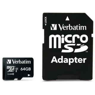 CARD 64GB Verbatim Pro MicroXC 90MB/s +Adapter