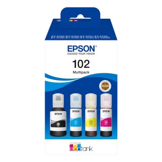 Epson Tinte 102 EcoTank C13T03R640 4er Multipack (BKMCY) bis zu 6.000 Seiten