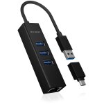 ICY BOX IB-HUB1419-LAN USB 3.0/USB-C HUB 3xUSB 3.0;...