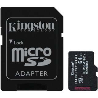 CARD 64GB Kingston Industrial microHC 100MB/s +Adapter