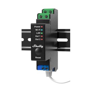Shelly Relais "Pro 2PM" WLAN LAN Max. 25A 2 Kanäle 1 Phase BT Messfunktion DIN-Rail
