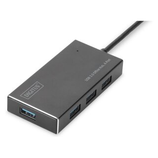 DIGITUS USB-Hub 4-Port 3.0->4xA3.0 m.Netzteil schwarz