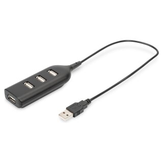 DIGITUS USB-Hub 4-Port 2.0->4xA2.0 integr. Kabel schwarz
