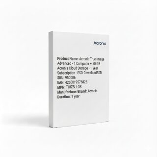 Acronis True Image Advanced - 1 Computer + 50 GB Acronis Cloud Storage - 1 year Subscription - ESD-DownloadESD