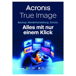 Acronis True Image Premium - 3 Computers + 1 TB Acronis Cloud Storage - 1 year subscription - ESD-Download