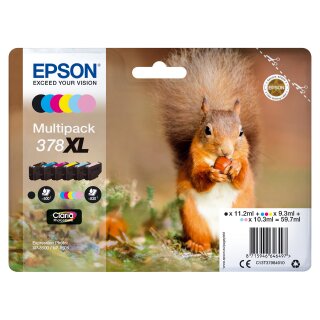 Epson Tinte 378XL C13T37984010 Multipack (BKMCY/Hellmagenta/Hellcyan) 6er bis zu 830 Seiten