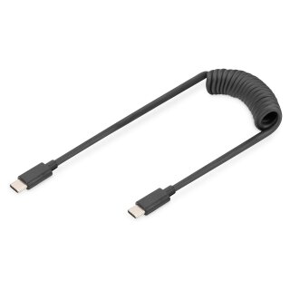 DIGITUS Ladekabel USB-C->USB-C Spiralkabel 1m schwarz